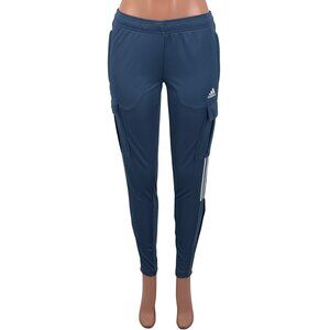 NWOT Adidas Blue Stripe Cargo Pocket Zip Ankle Jogger Pants | Athleisure Utility